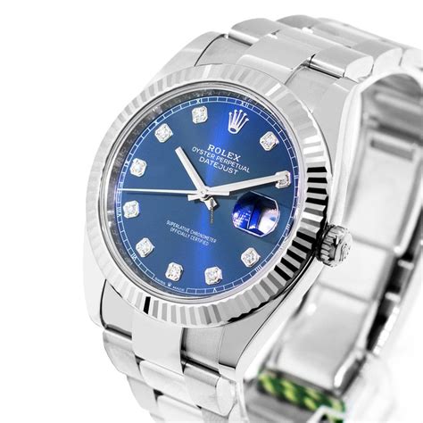 rolex datejust ii white gold blue dial|blue face rolex date just.